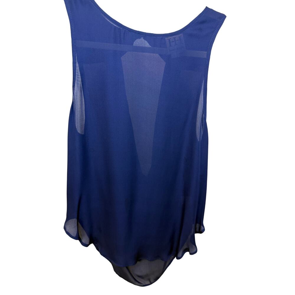 HauteHippie Silk Open Back Blouse – Navy Blue – Size S